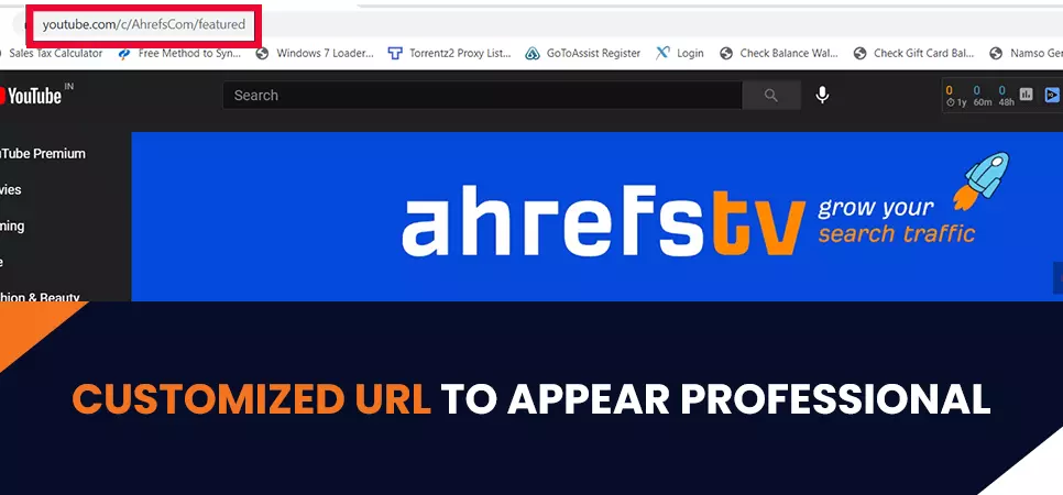 Use Customized URL for YouTube channel